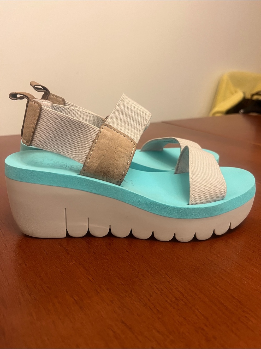 Fly London Yaci teal wedge sandals Sz 5 - Picture 3 of 11
